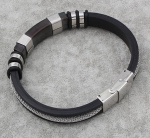 Stainless Steel Silicone Black New Design Men Bracelet